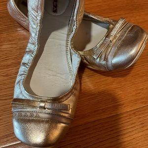 Prada Gold Flats
